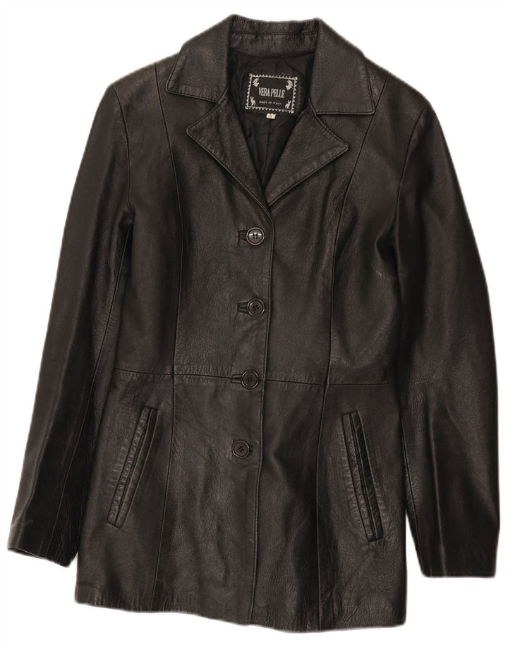 Jachetă de piele vintage pentru femei UK 8 Mic din piele neagră