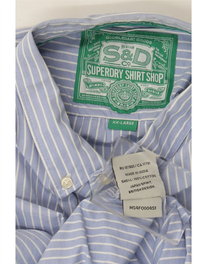 Superdry Mens Shirt 2XL Blue Striped Cotton