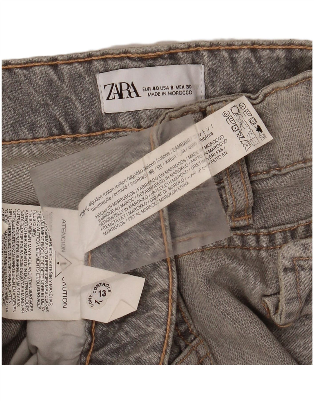 Blugi ZARA pentru femei Cargo cu picioare largi EU 40 Medium W30 L34 Bumbac gri