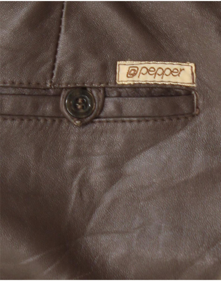 VINTAGE Pantaloni drepti din piele pentru femei W25 L29 maro