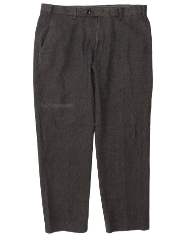 Marks & Spencer Mens Regular Fit Casual Trousers W34 L29 Grey Polyester
