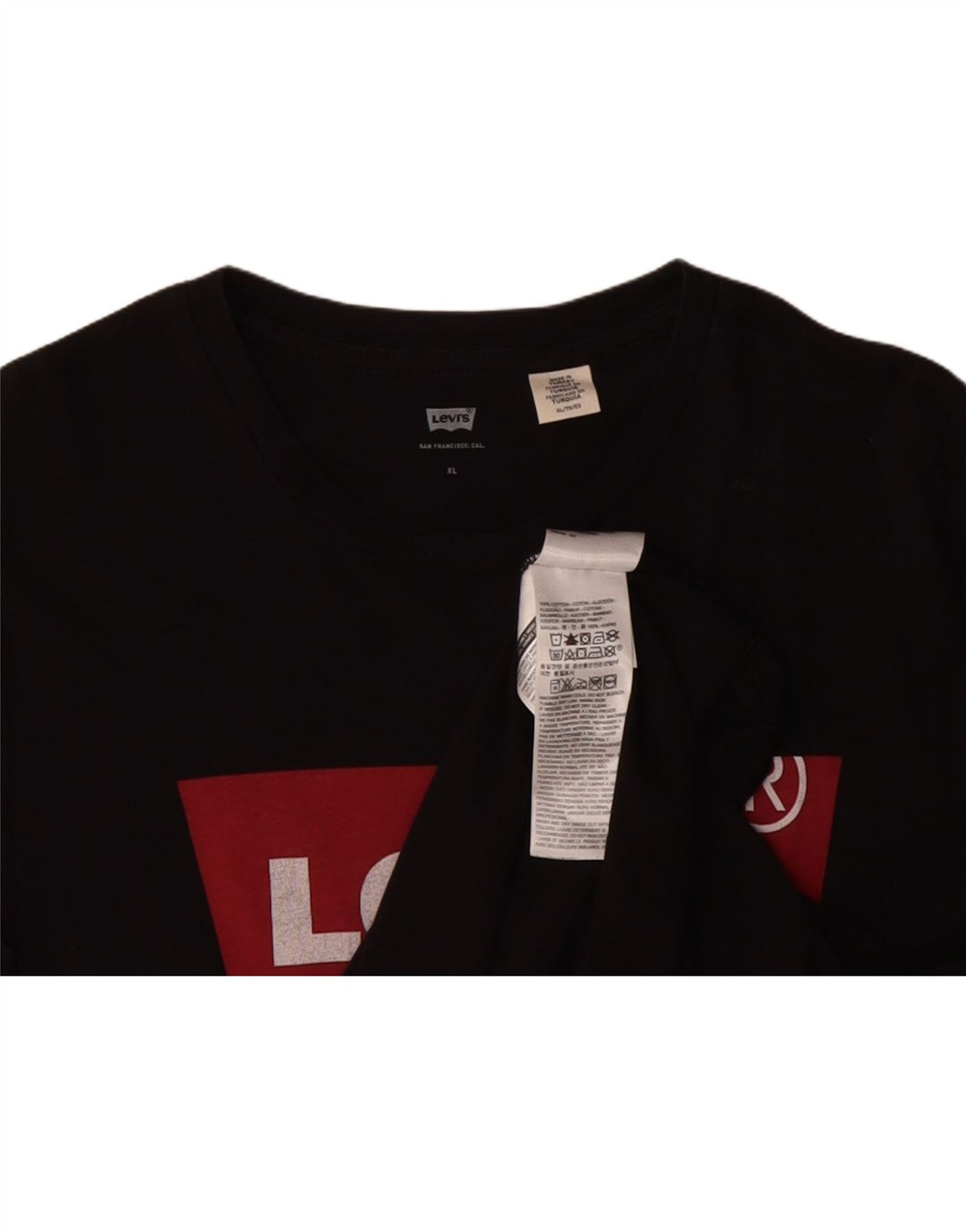 LEVI'S Mens Graphic T-Shirt Top XL Black Cotton Vintage Levi's and Second-Hand Levi's from Messina Hembry 