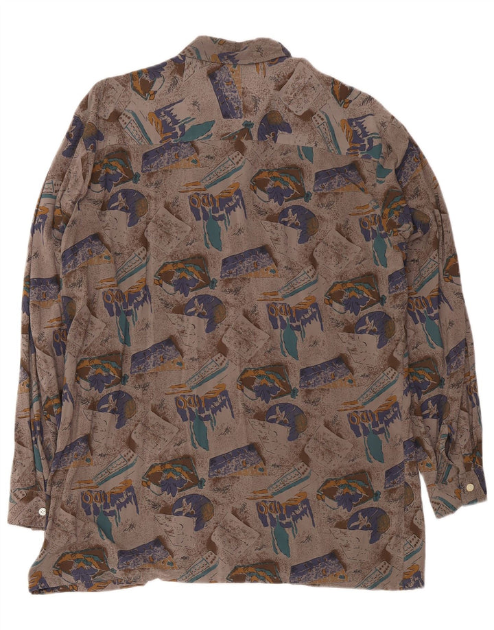 Cămașă Vintage pentru bărbați cu model abstract Mărimea 41/42 Viscoză mare gri