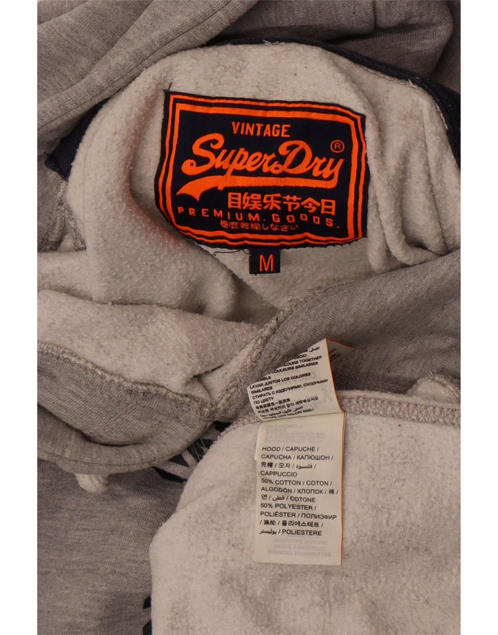 Pulover cu glugă grafic Superdry pentru bărbați, bumbac, gri mediu