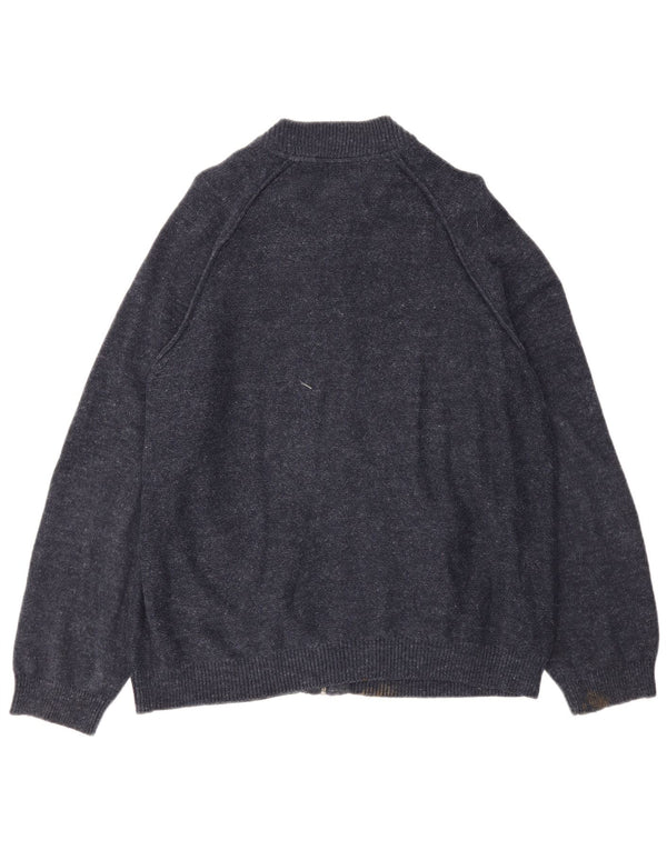 Pulover cardigan pentru bărbați Marks & Spencer Marea Britanie 18 XL, albastru marine, bumbac cu pete