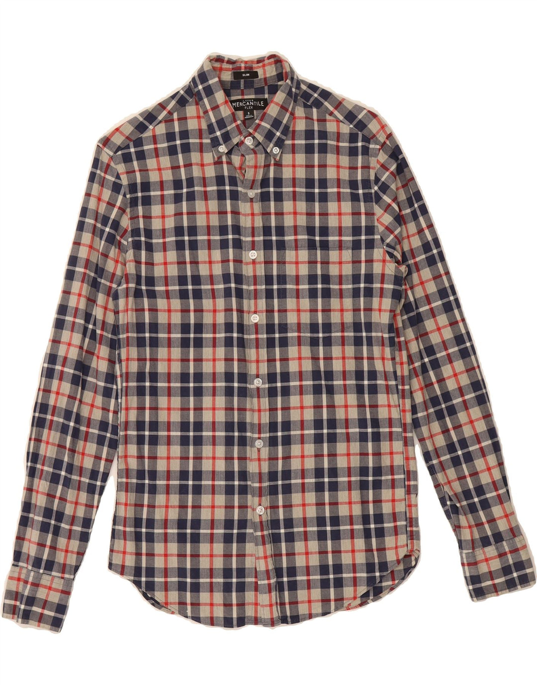 J. CREW Mens Mercantile Slim Shirt Small Navy Blue Check Cotton Vintage J. Crew and Second-Hand J. Crew from Messina Hembry 