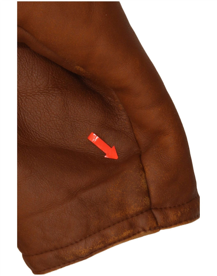 Jachetă vintage din shearling pentru femei IT 50 mare, maro, din shearling