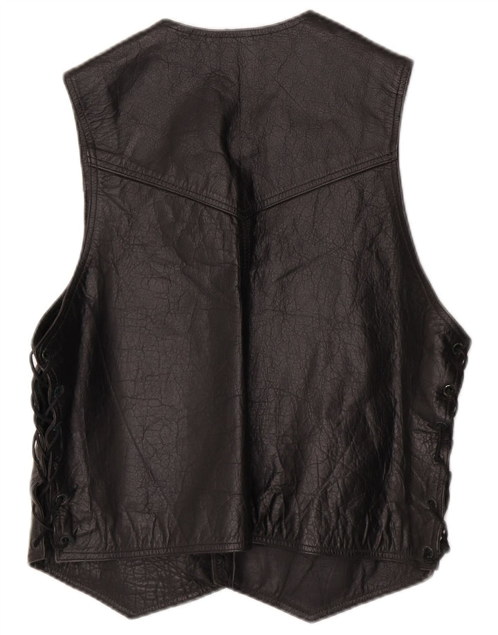 Vestă Western din piele pentru bărbați, neagră, mică