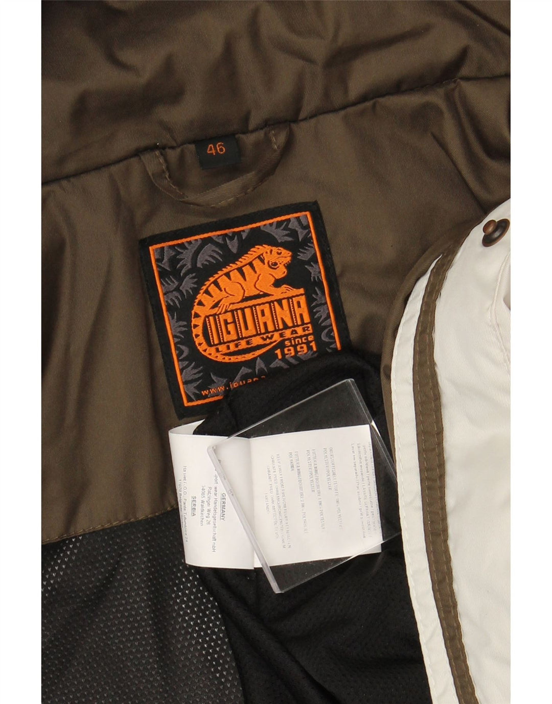 Jachetă de vânt pentru femei IGUANA, cu glugă, EU 46 XL, alb, bloc de culoare