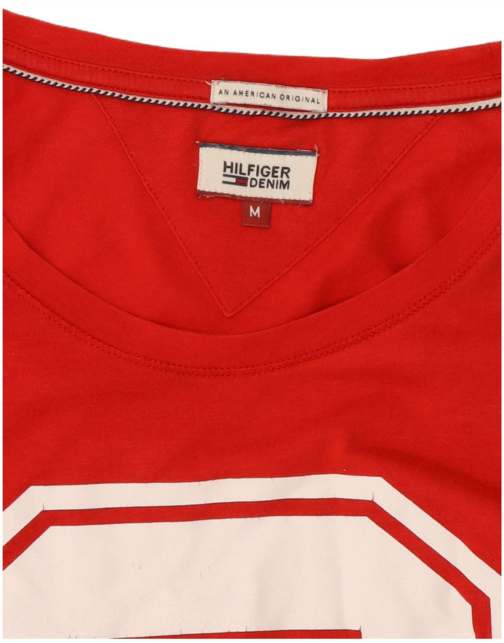 Tricou grafic Tommy Hilfiger pentru bărbați Top din bumbac roșu mediu