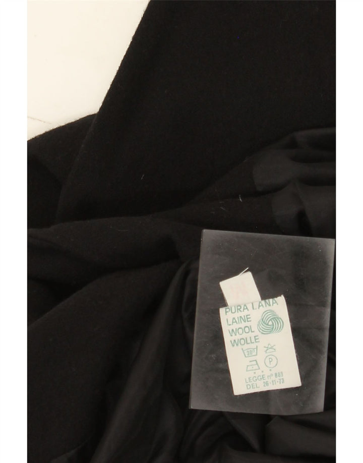 Jachetă vintage pentru femei cu 1 nasture, UK 14, lână neagră medie