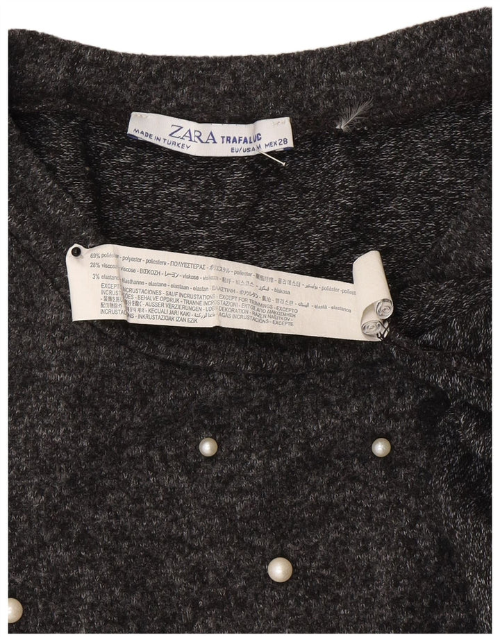 Top supradimensionat pentru femei Zara cu mâneci 3/4 UK 14 Medium Gri Poliester