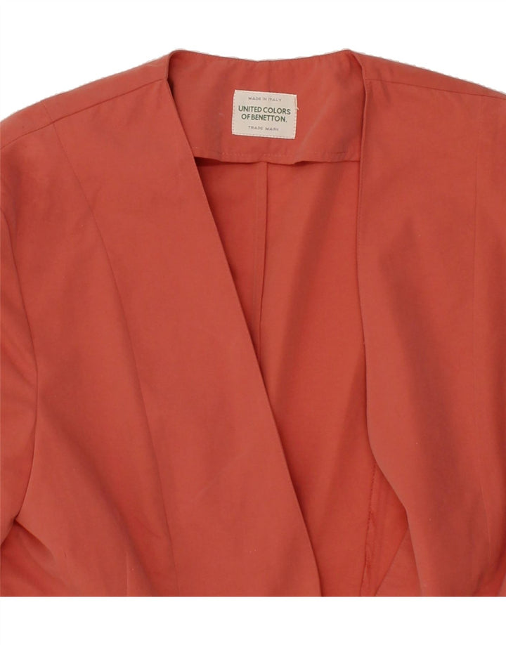 BENETTON Womens Short Sleeve 1 Button Blazer Jacket IT 46 Large Maroon Vintage Benetton and Second-Hand Benetton from Messina Hembry 