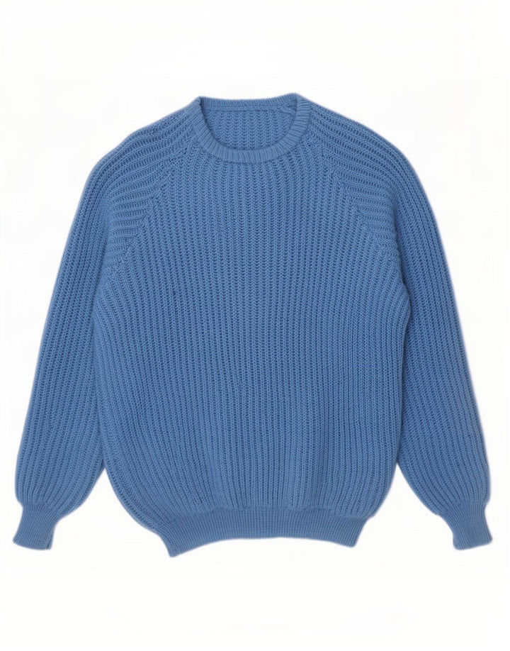 Pulover vintage pentru bărbați cu gâtul turnat, XL, albastru