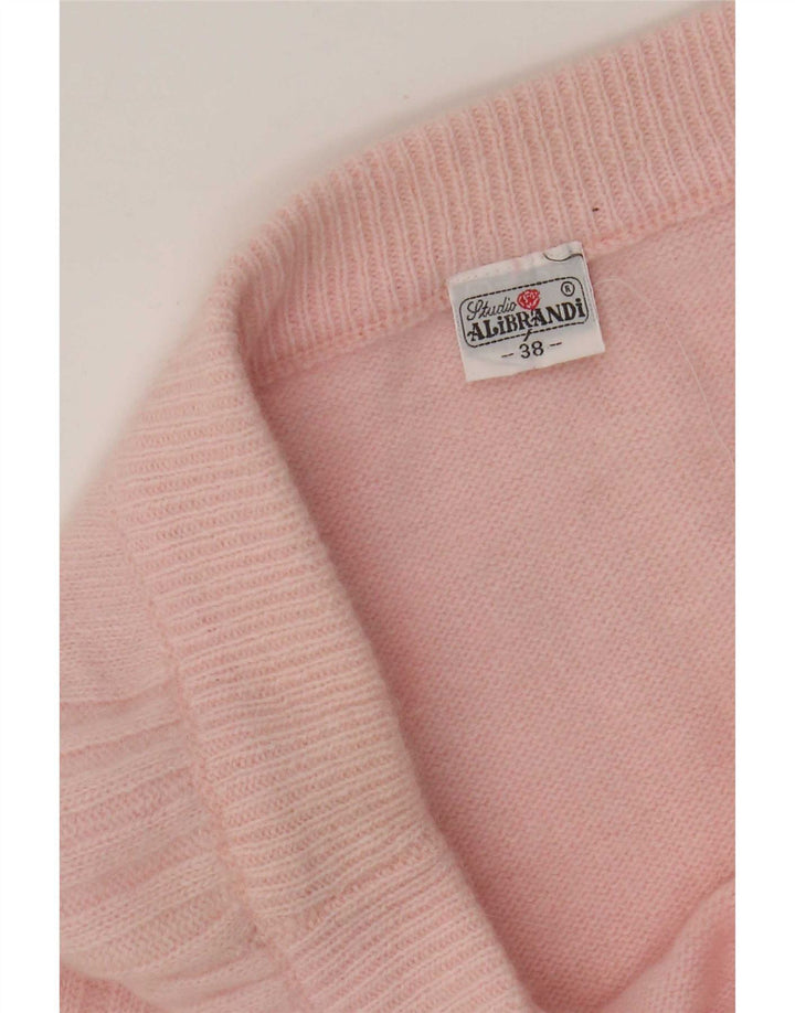 Fusta midi tricot vintage pentru femei EU 38 Medium W34 Roz Lambswool