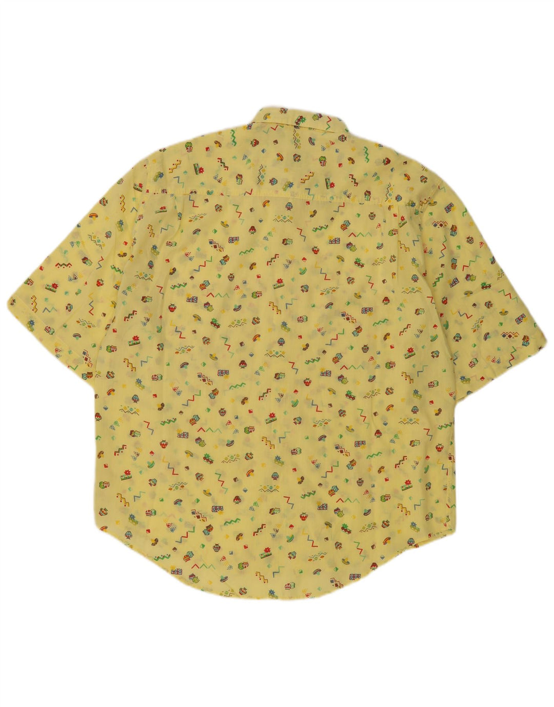 VINTAGE Mens Abstract Pattern Short Sleeve Shirt XL Yellow Vintage Vintage and Second-Hand Vintage from Messina Hembry 
