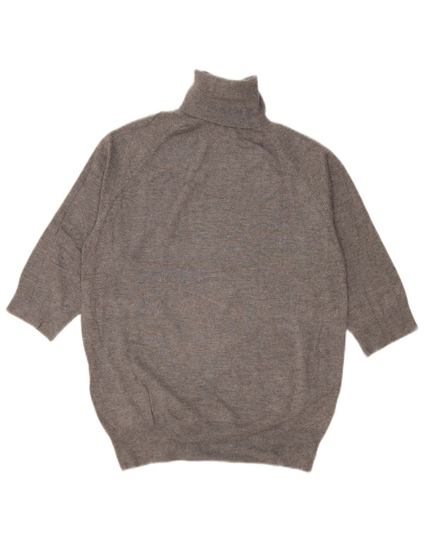 Pulover pentru femeie Zara cu mâneci 3/4 cu gât rulat, UK 12, viscoză, gri mediu