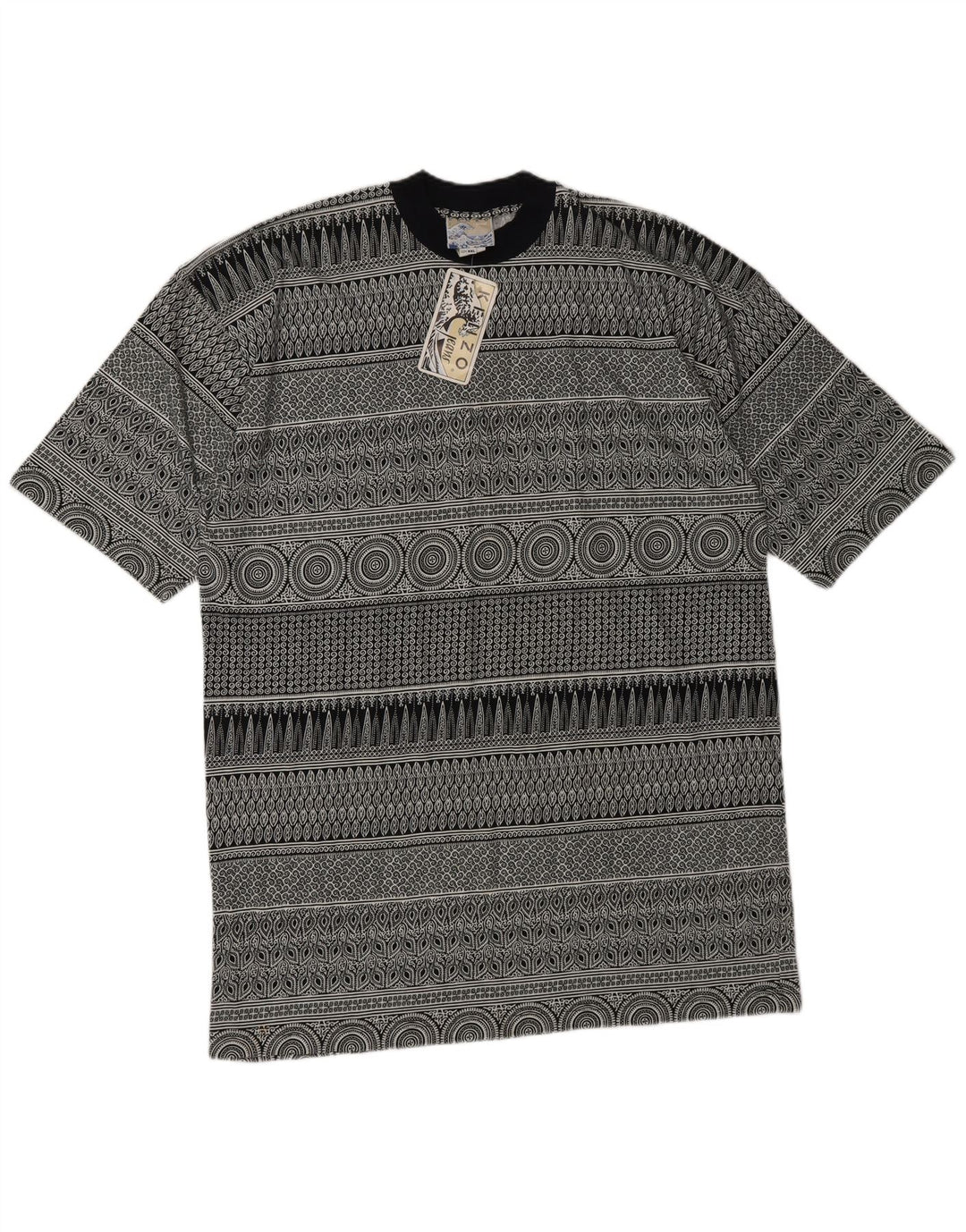 Tricou Kenzo pentru bărbați cu model abstract Top 2XL gri, bumbac geometric, de designer