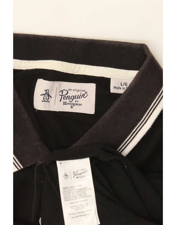 Tricou polo pentru bărbați Penguin, mare, negru, bumbac