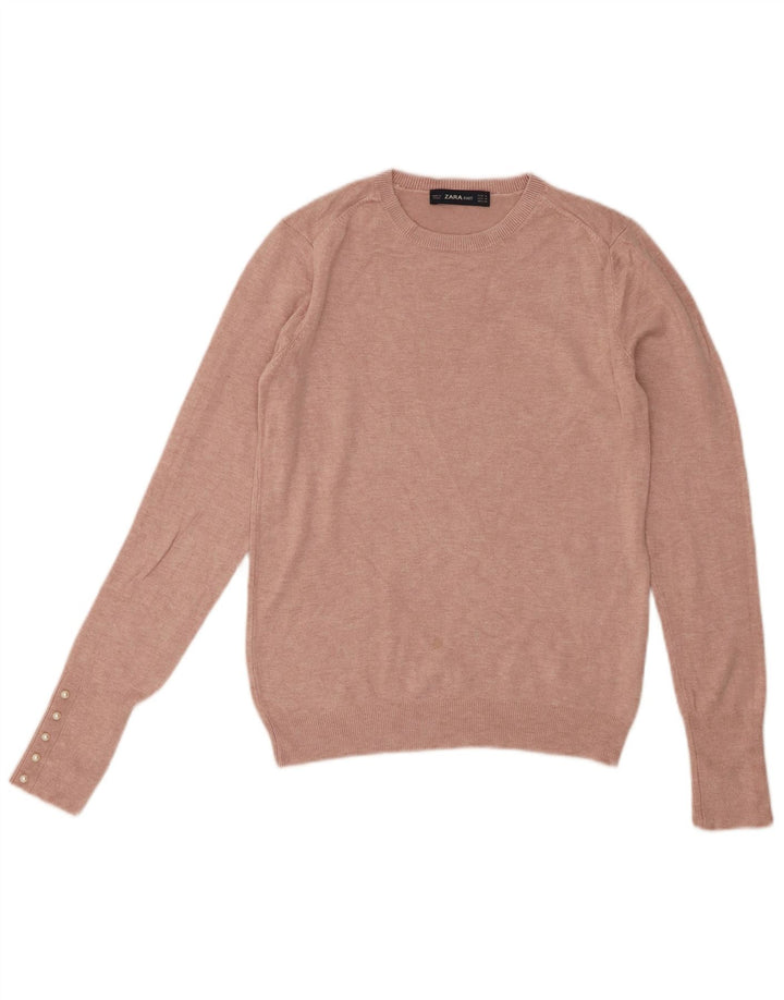 Pulover pentru damă Zara cu gât roșu, viscoză, roz mediu, UK 12