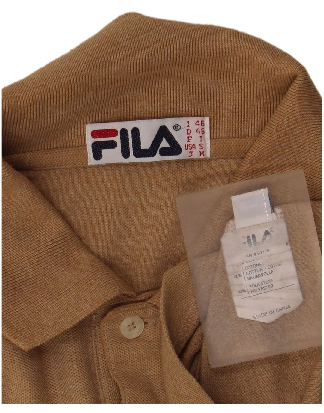 Tricou polo Fila Bărbați cu mânecă lungă IT 46 Small Beige Bumbac