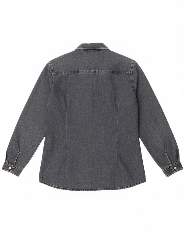 Cămașă de denim vintage pentru femei UK 14, bumbac gri mediu