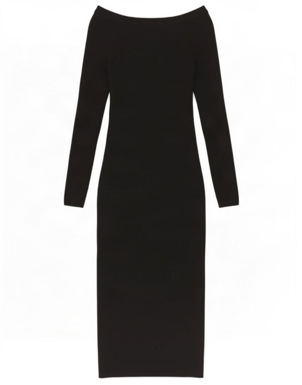 Rochie cu mânecă lungă pentru femei Zara UK 8 Bumbac negru mic