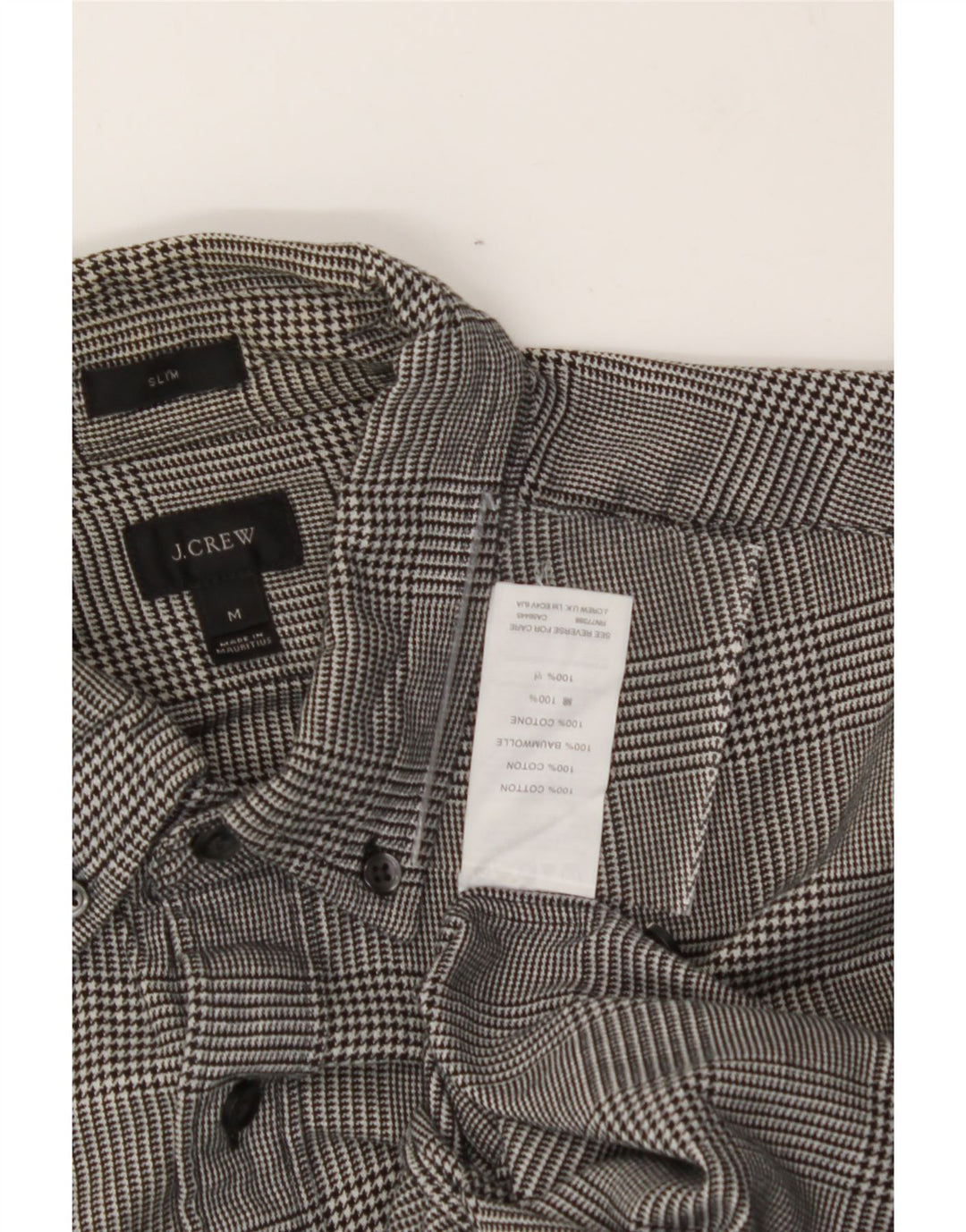 J. CREW Mens Slim Flannel Shirt Medium Grey Houndstooth Cotton Vintage J. Crew and Second-Hand J. Crew from Messina Hembry 