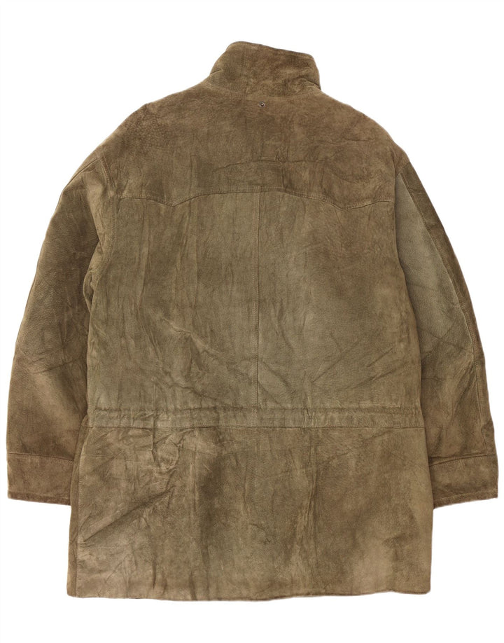 Manson vintage din piele intoarsa pentru femei UK 42 XL kaki