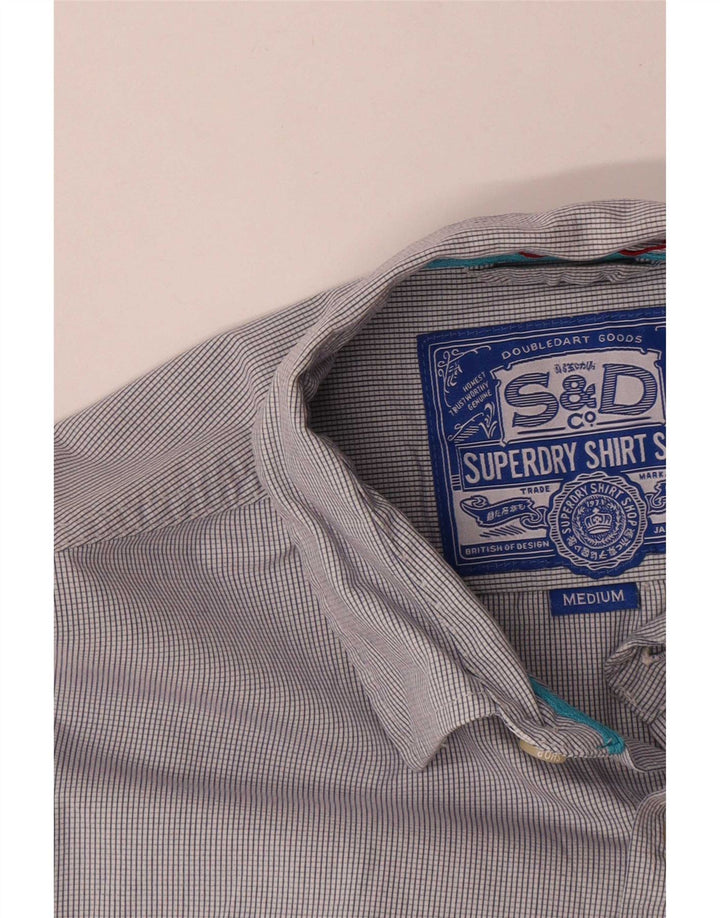 Cămașă pentru bărbați Superdry, din bumbac vichy, gri mediu