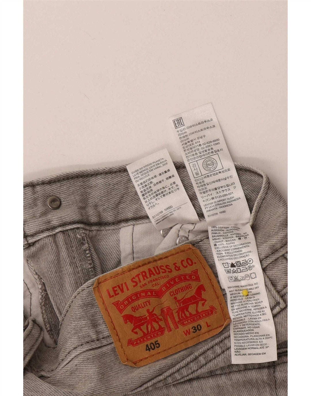 Pantaloni scurți Levi's 405 Denim W30, bumbac gri mediu