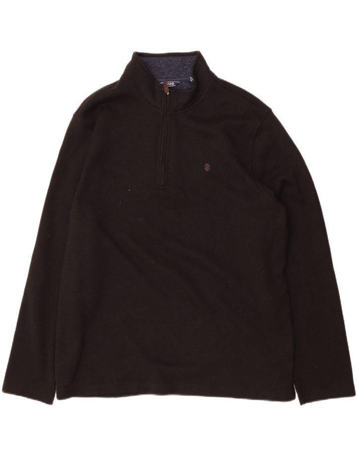 IZOD Mens Zip Neck Sweatshirt Jumper 2XL Black Polyester Vintage Izod and Second-Hand Izod from Messina Hembry 