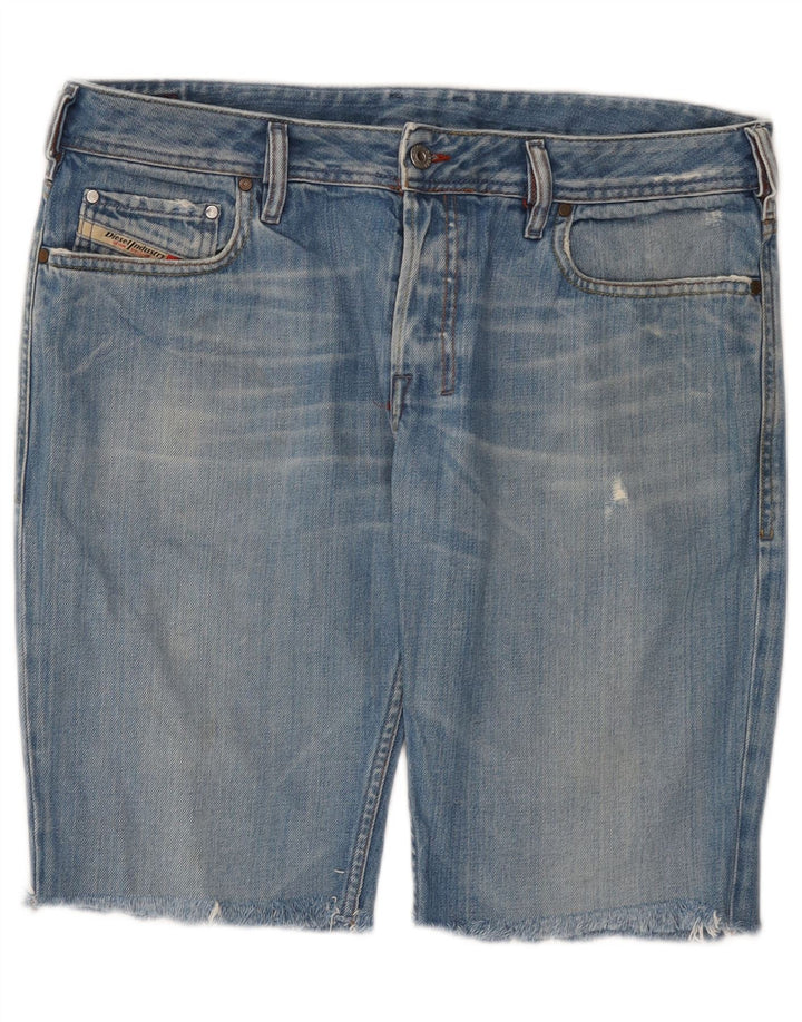Pantaloni scurți din denim învechit pentru bărbați Diesel W34, bumbac albastru mare