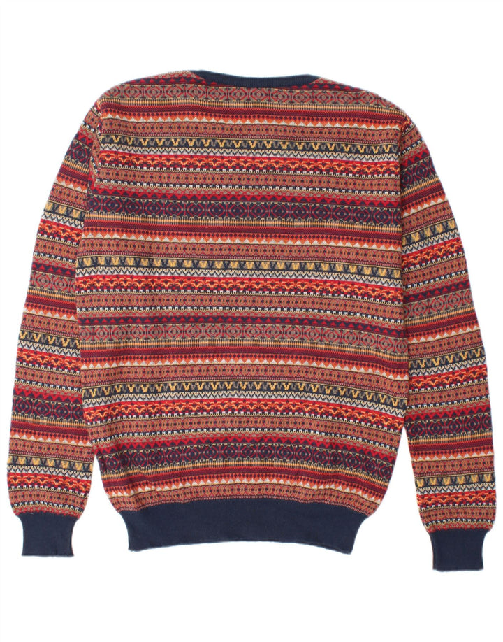 Pulover Vintage pentru bărbați cu gât roșu, mijlociu, multicolor, Fair Isle