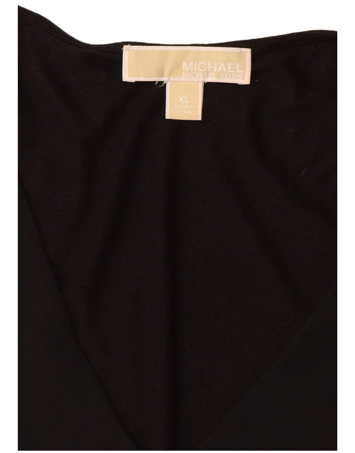 Top femei MICHAEL KORS mâneci 3/4 UK 18 XL negru sintetic