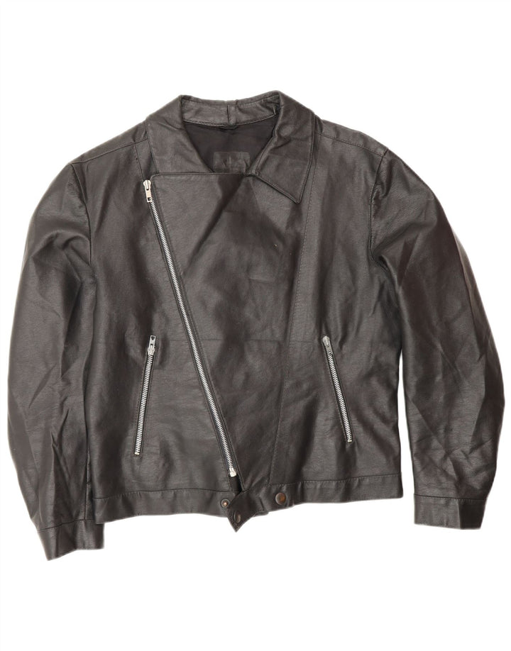 Jachetă pentru motociclist din piele vintage pentru bărbați UK 38 Medium Black
