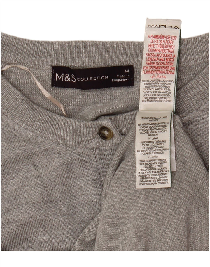 MARKS & SPENCER Pulover cardigan crop pentru femei UK 14 Medium Gri Viscose