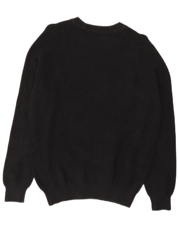 Zara Mens Boat Neck Jumper Sweater Small Black Cotton