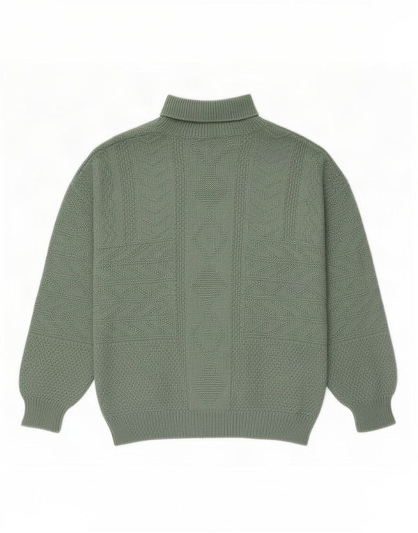 Stefanel Womens Relaxed Fit Roll Neck Jumper Sweater UK 18 XL Green