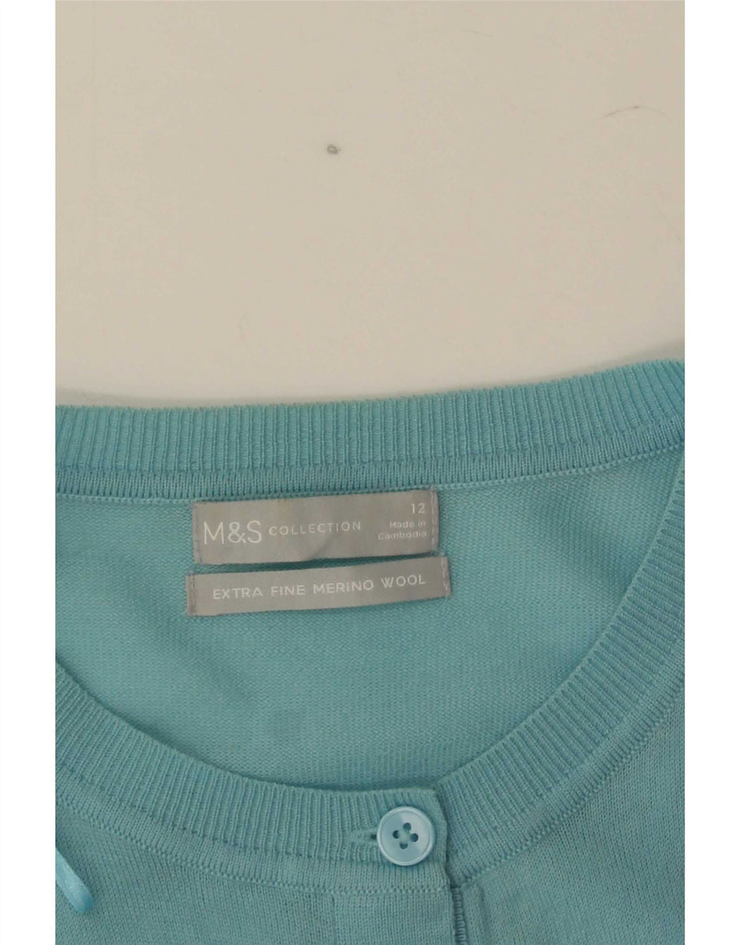 Pulover cardigan pentru femei Marks & Spencer UK 12 Lână merinos turcoaz mediu