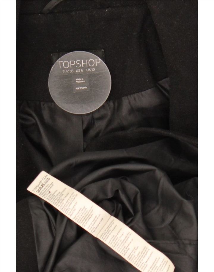 Topshop pardesiu deschis pentru femei UK 10 mic poliester negru