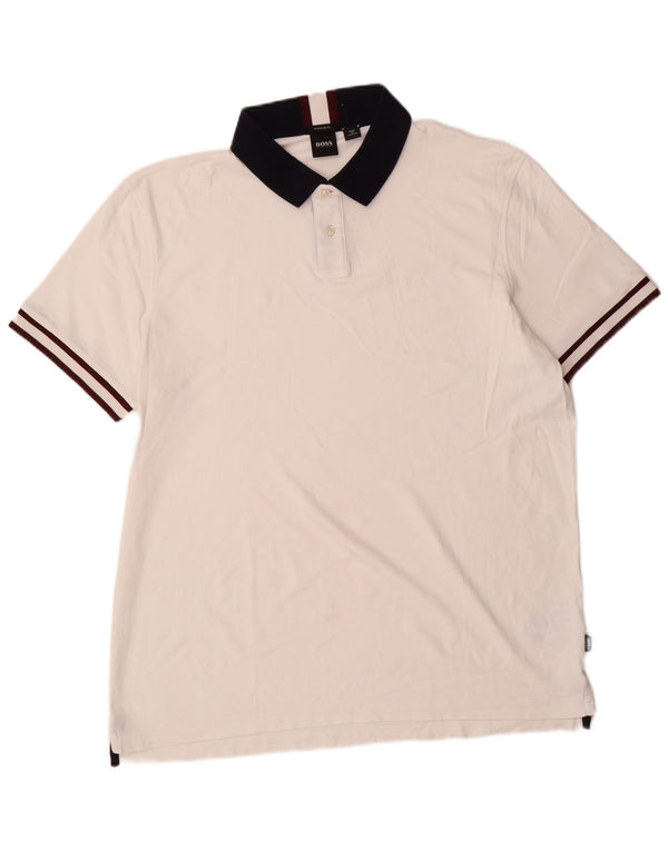 Hugo Boss Mens Regular Fit Polo Shirt 2XL White Cotton
