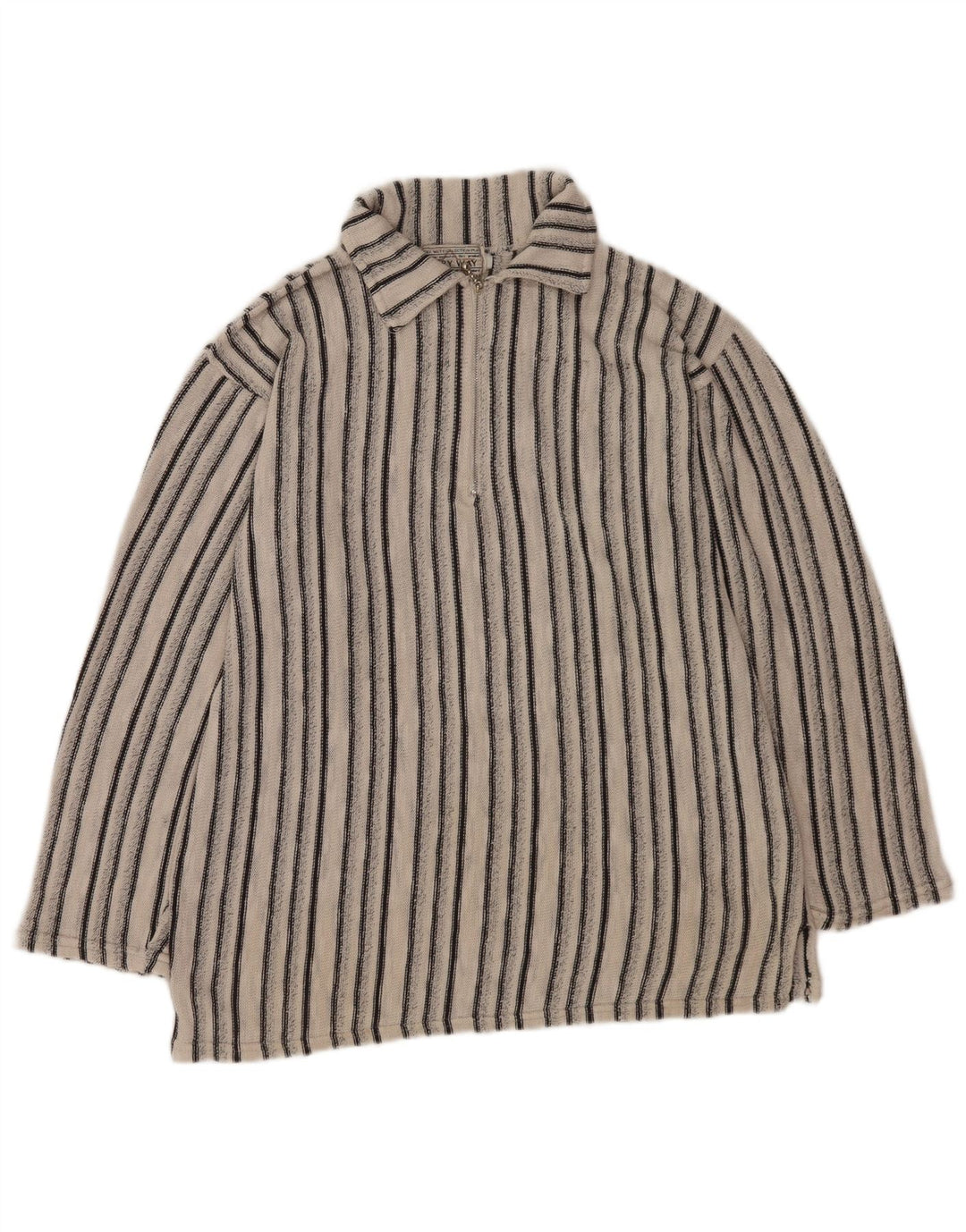 Pulover vintage pentru bărbați cu gât polo, cu dungi albe medii