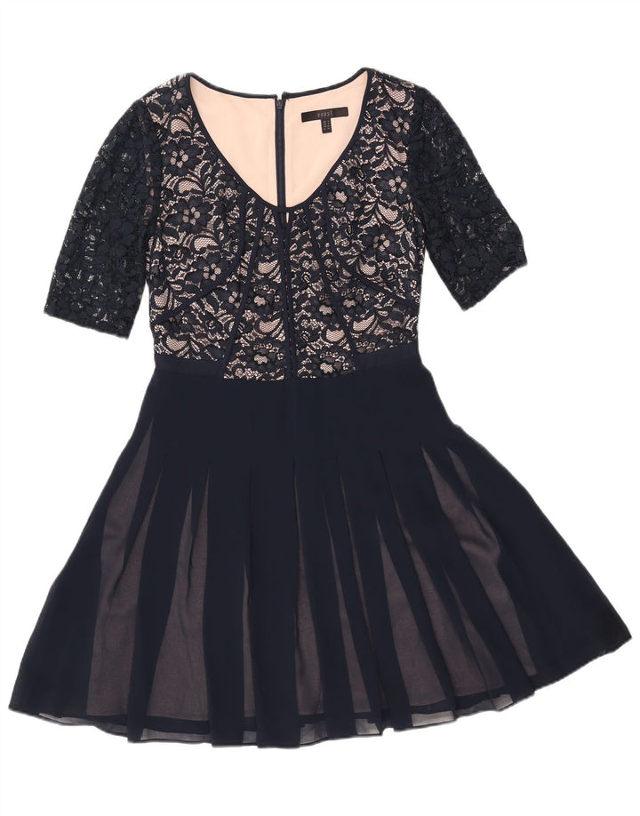 Coast Womens Dantela Rochie A-Line UK 8 Mic Bleumarin Poliamidă