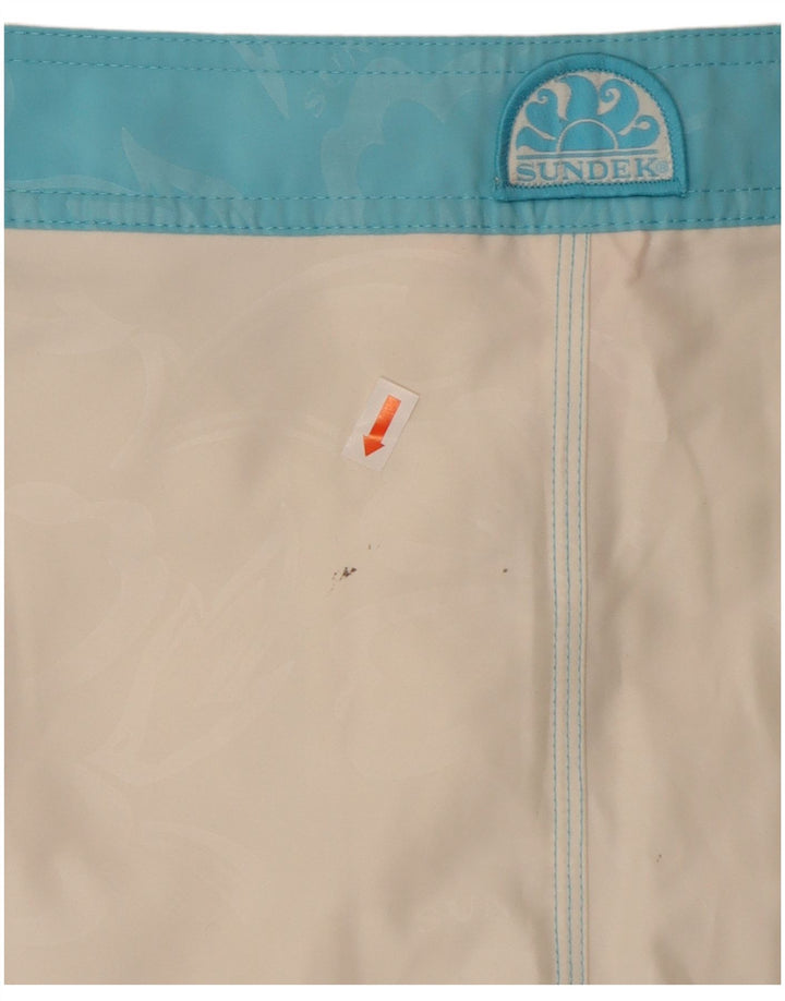 Sundek Pantaloni scurți de înot pentru bărbați, poliester floral alb mediu