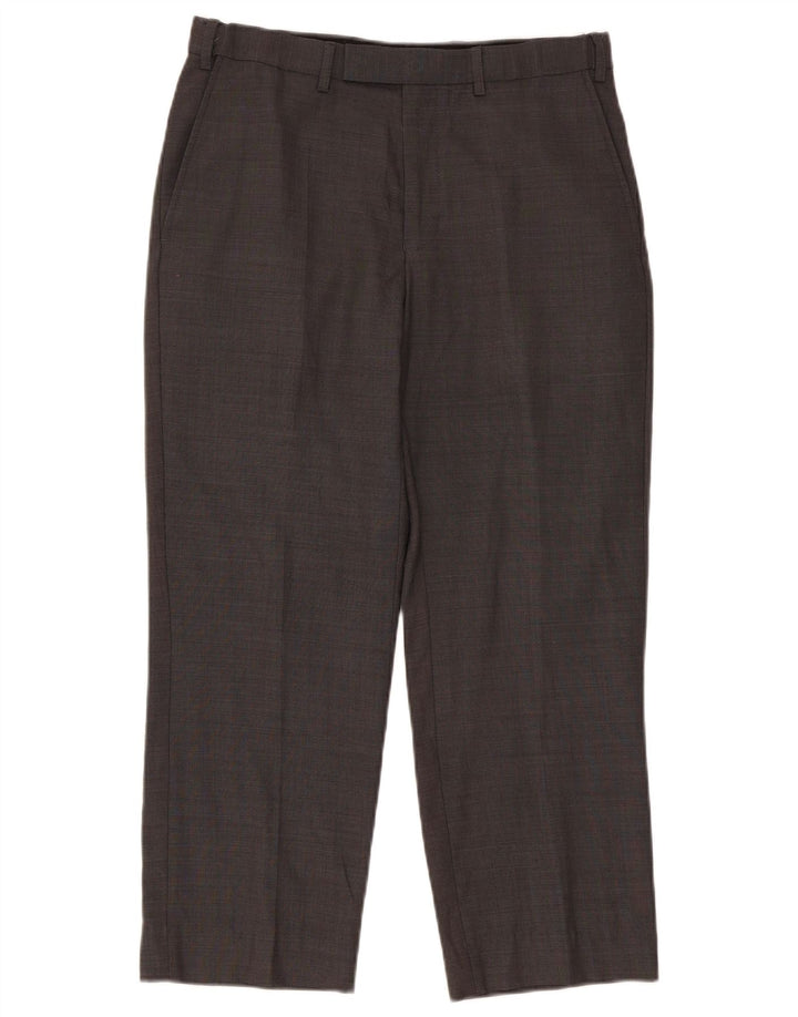 Marks & Spencer Pantaloni de costum drepți croiți pentru bărbați L32 L26 Lână gri