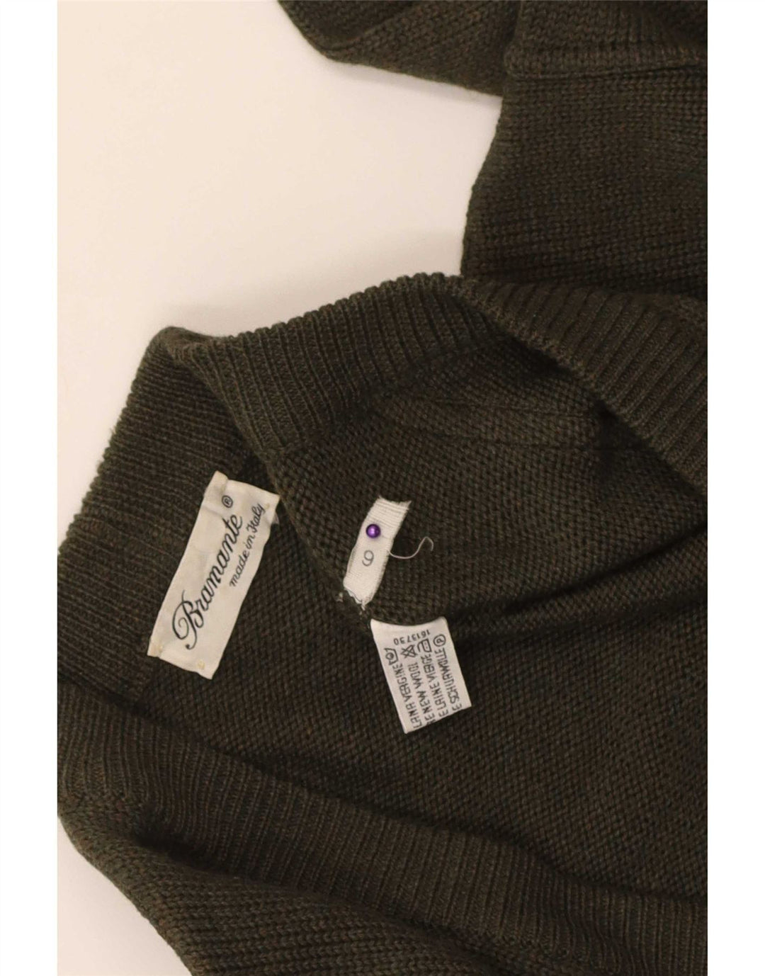 Pulover cardigan pentru bărbați Bramante, mare kaki, lână virgină Argyle/Diamond