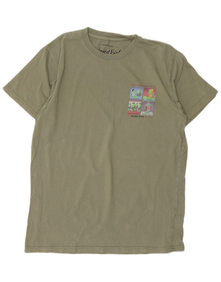 Tricou grafic pentru bărbați Weird Fish Top mare din bumbac kaki