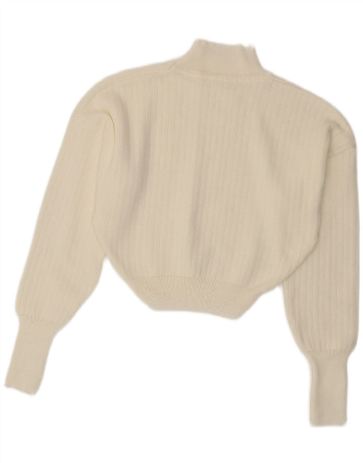 Pulover vintage pentru femei cu gât țestoasă și pulover UK 14 Medium White