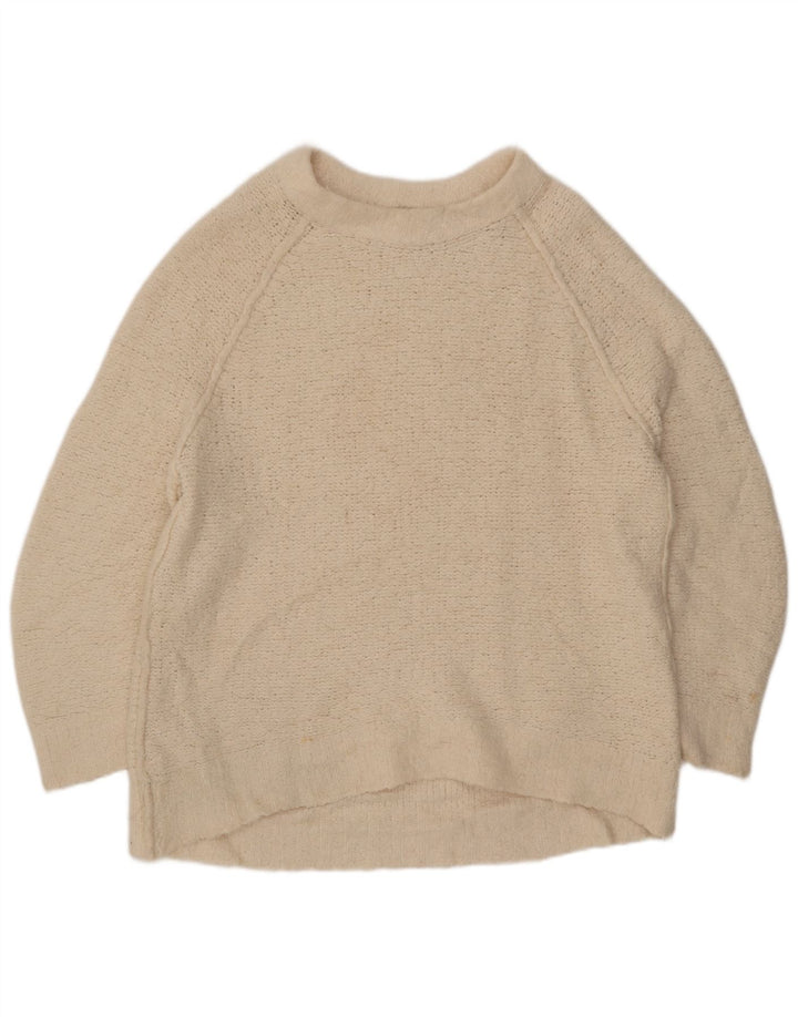 Pulover de damă vintage supradimensionat cu gât de barcă UK 14 Medium White